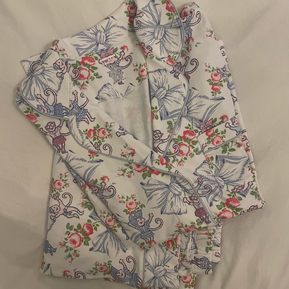 Roller Rabbit x LoveShackFancy Rosa Beaux Monkey Women’s Long Sleeve Pajama XS